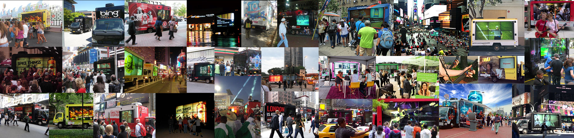 A representation of a digital mobile van billboard advertising service